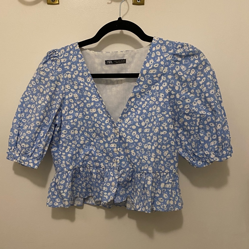 Zara Cropped Floral Shirt